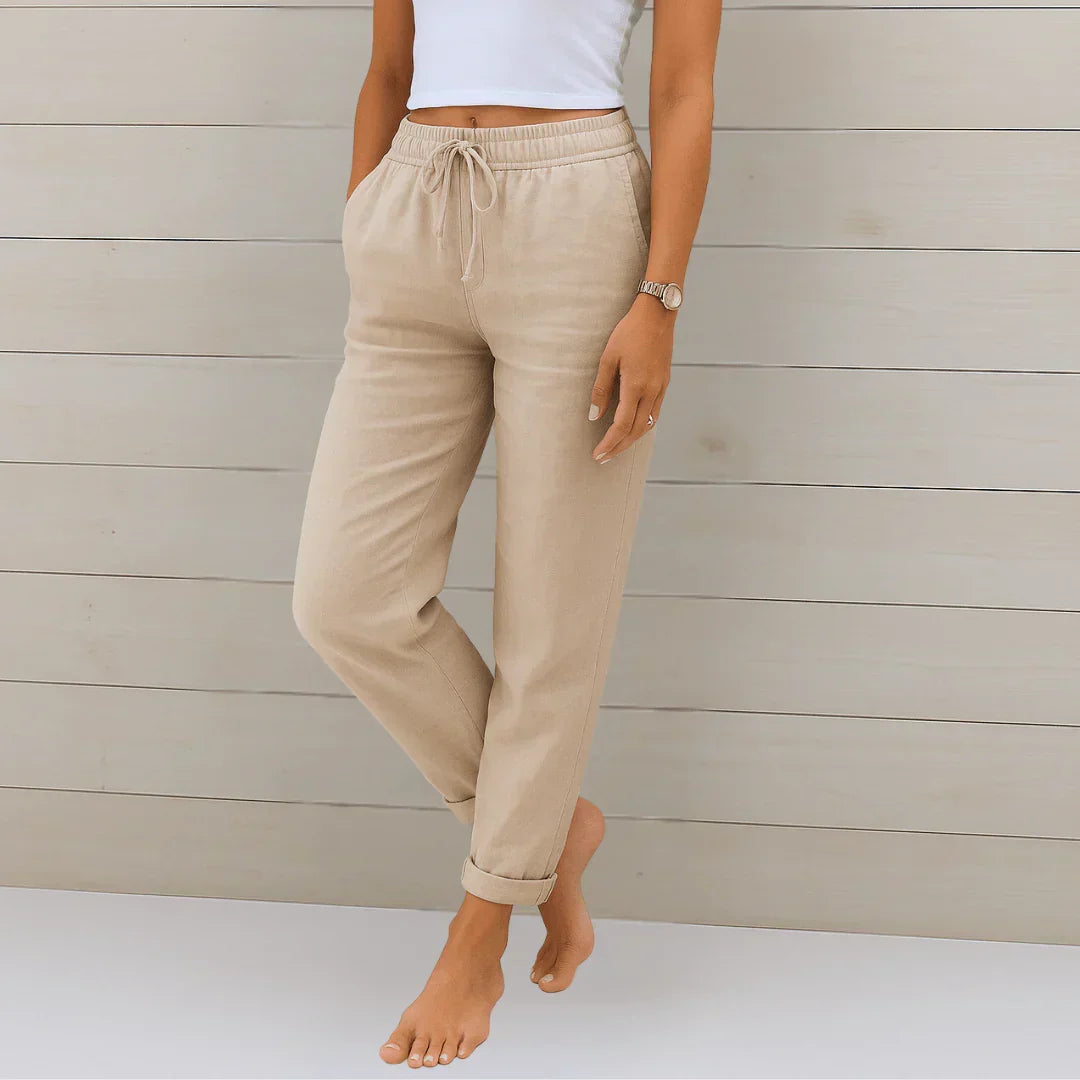 STRETCH LINEN PANTS FOR WOMEN