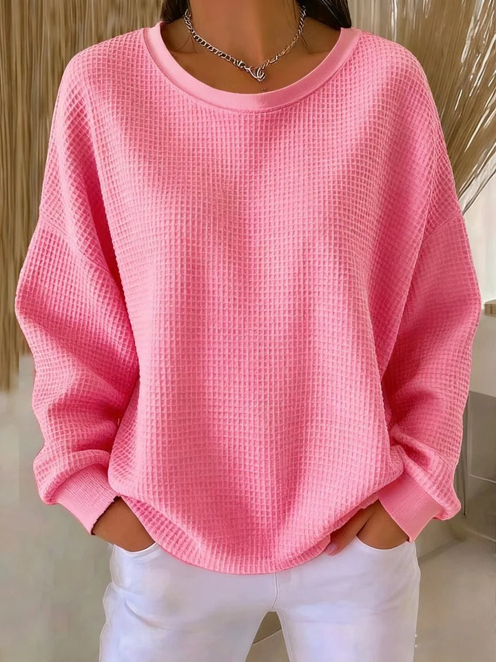 OVERSIZED WAFFLE KNIT SWEATER FOR WOMEN