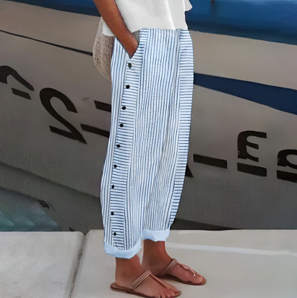 STRIPED SOFT FALLING PANTS FOR WOMEN