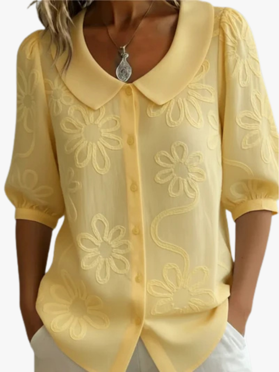 FLOWER TOP WITH ROUND NECKLINE FOR WOMEN