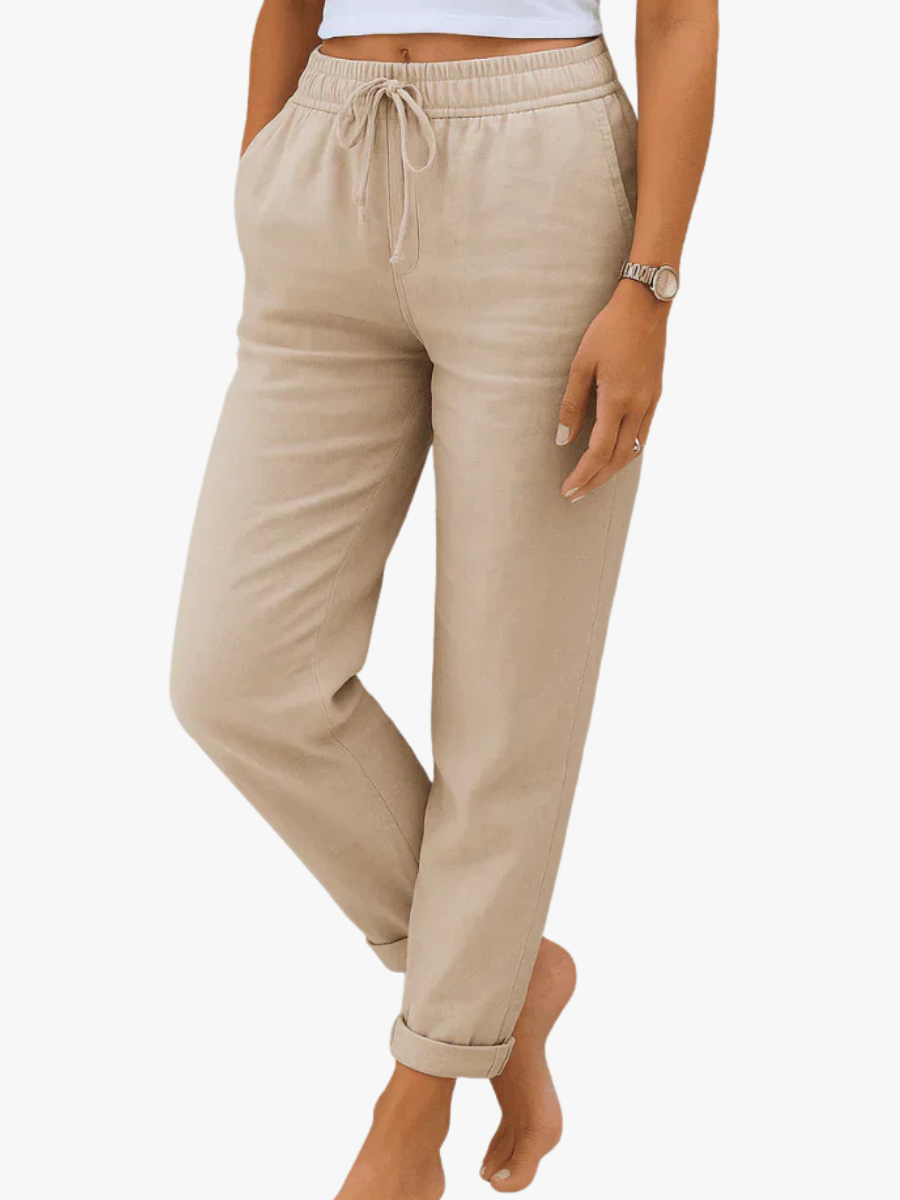 STRETCH LINEN PANTS FOR WOMEN