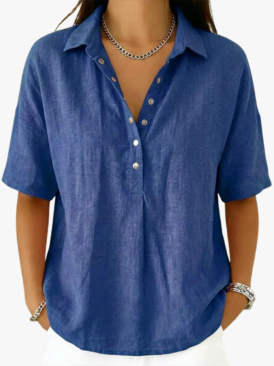 BLOUSE WITH V-NECK AND BUTTONS FOR WOMEN