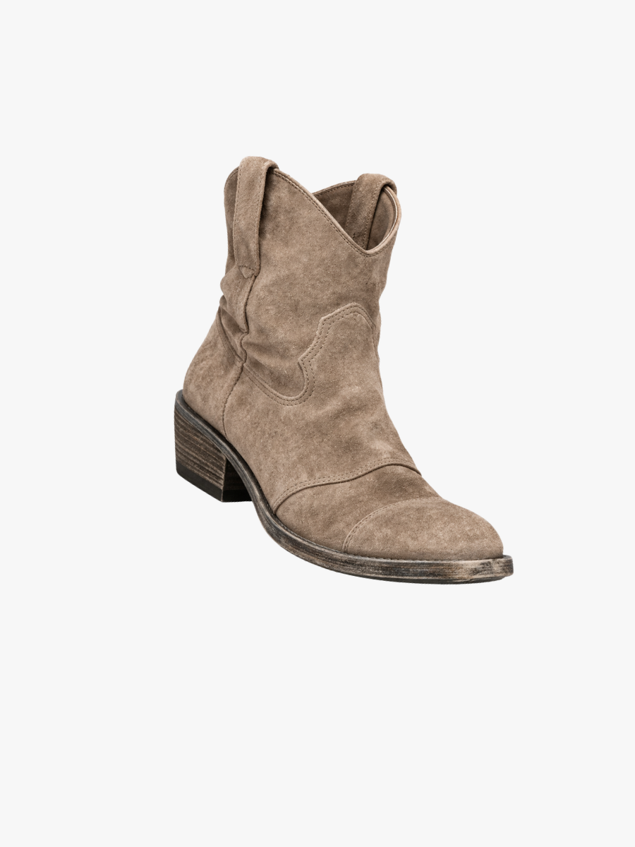 CLASSIC SUEDE BOOTS BLOCK HEELS WESTERN STYLE FOR WOMEN