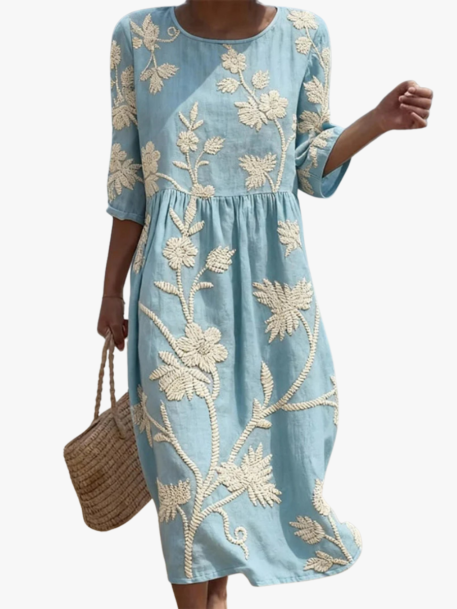 MIDI EMBROIDERED DRESS FOR WOMEN