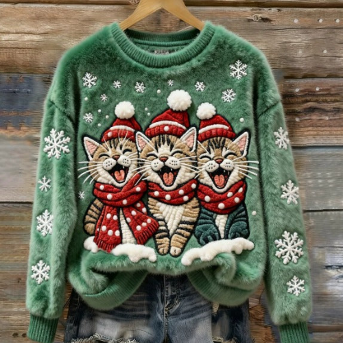 Saar – Pulover z mačkami v božični atmosferi