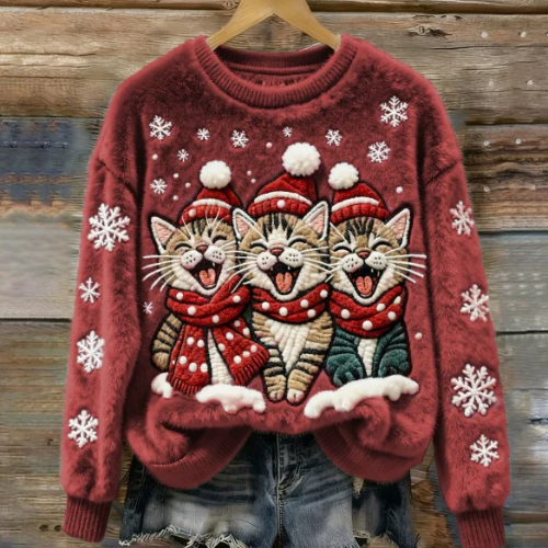 Saar – Pulover z mačkami v božični atmosferi