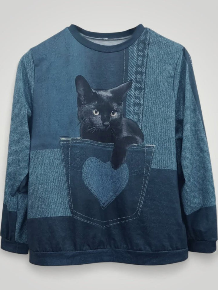 Irina | Eleganten pulover za ženske z igrivim motivom mačke