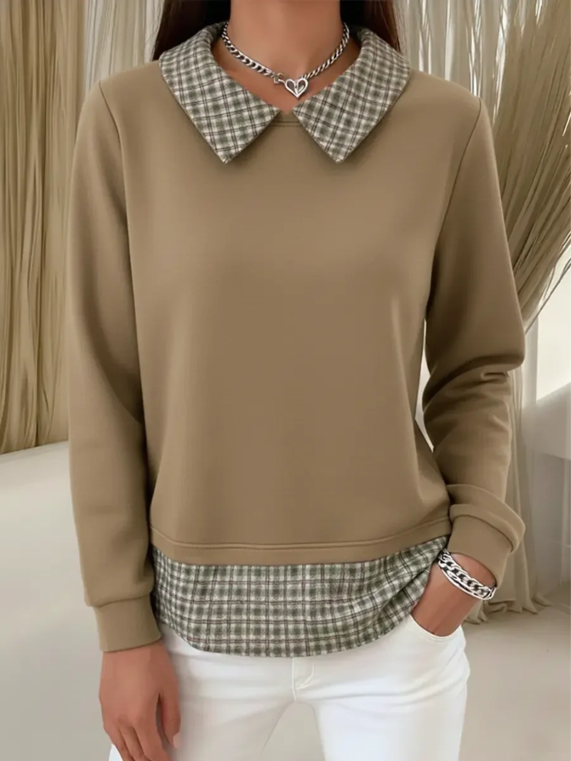 Maura – Pulover z kariranim ovratnikom