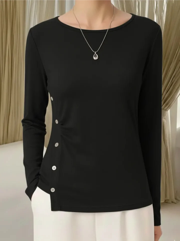 Mila – Pleten top z subtilnimi detajli gumbov