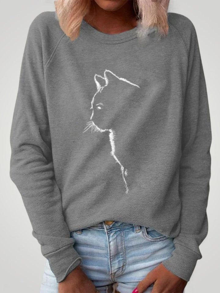 Dörte | Udoben pulover s čudovitim tiskom mačke