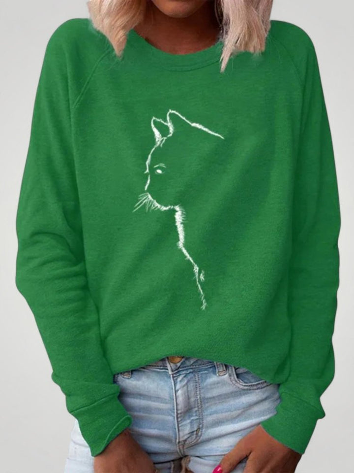 Dörte | Udoben pulover s čudovitim tiskom mačke