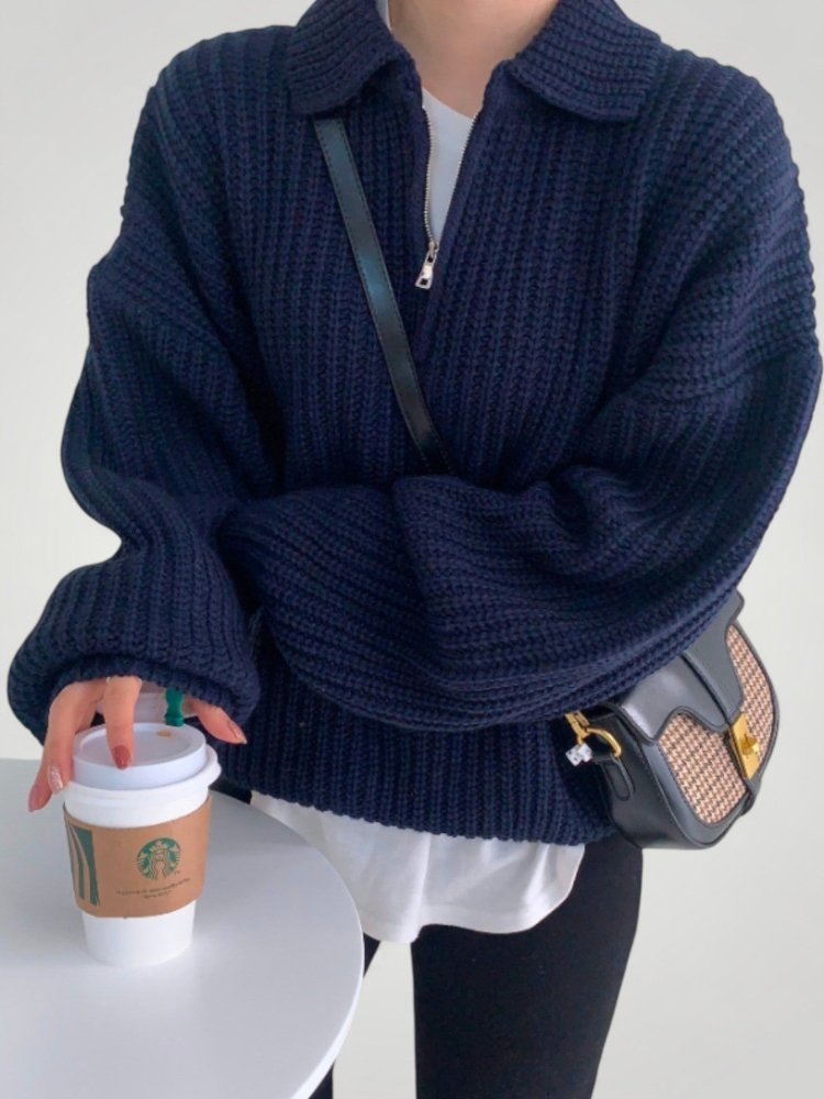 Wencke | Eleganten pulover za dame z zloženim ovratnikom