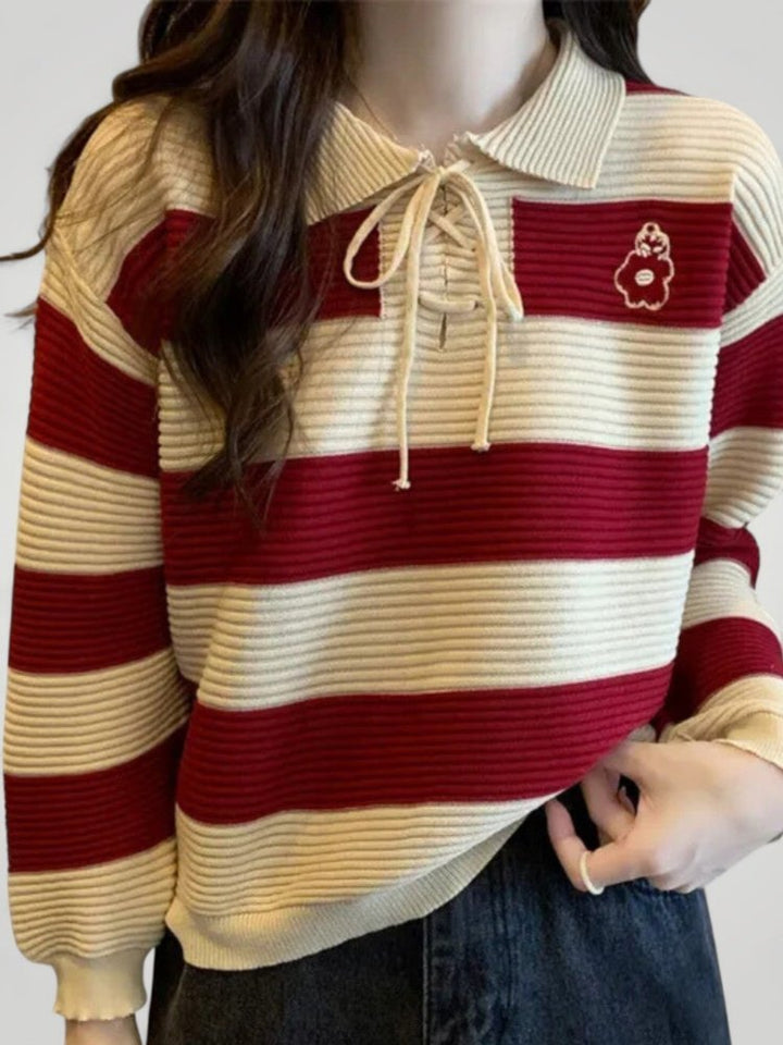 Tabea | Eleganten jesenski pulover z detajlom vozla