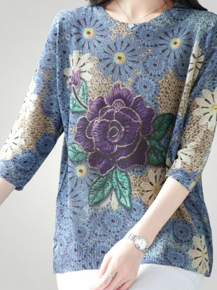 Leonora | Eleganten dolg rokav cardigan z cvetličnim vzorcem