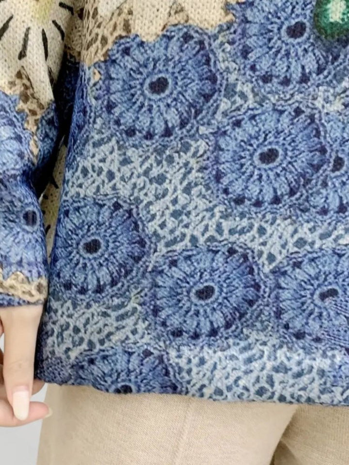 Leonora | Eleganten dolg rokav cardigan z cvetličnim vzorcem