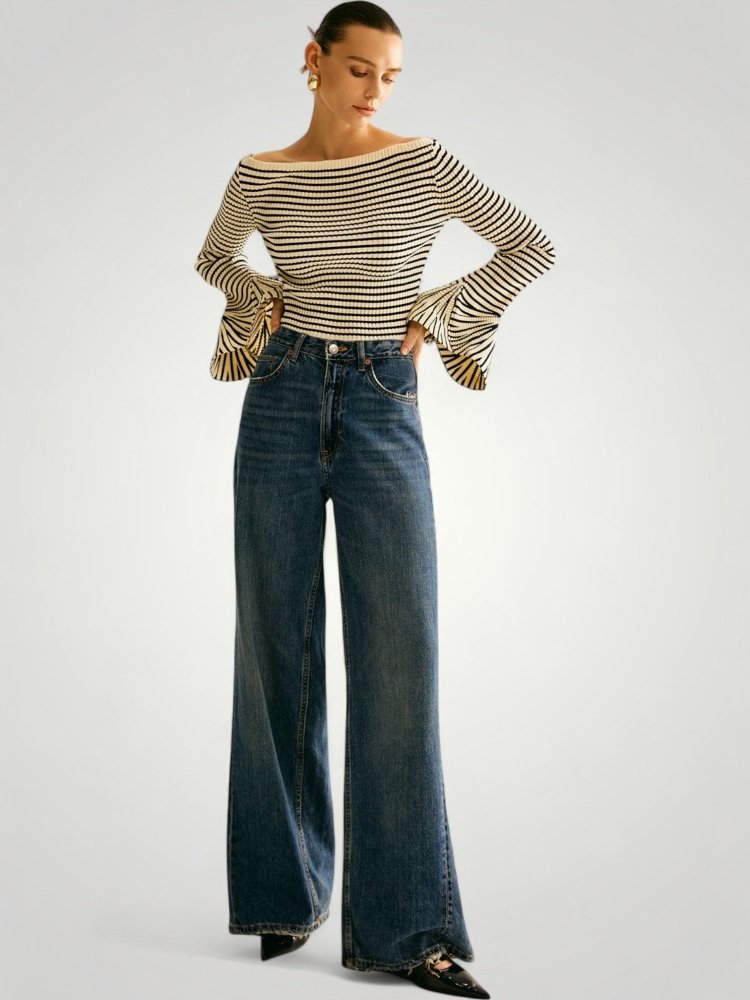 Wiebke | Eleganten pulover srameni z naramnicami in udobjem