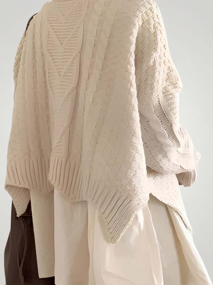 Hiltraud | Eleganten pleten pulover za ženske z polovičnim izrezom