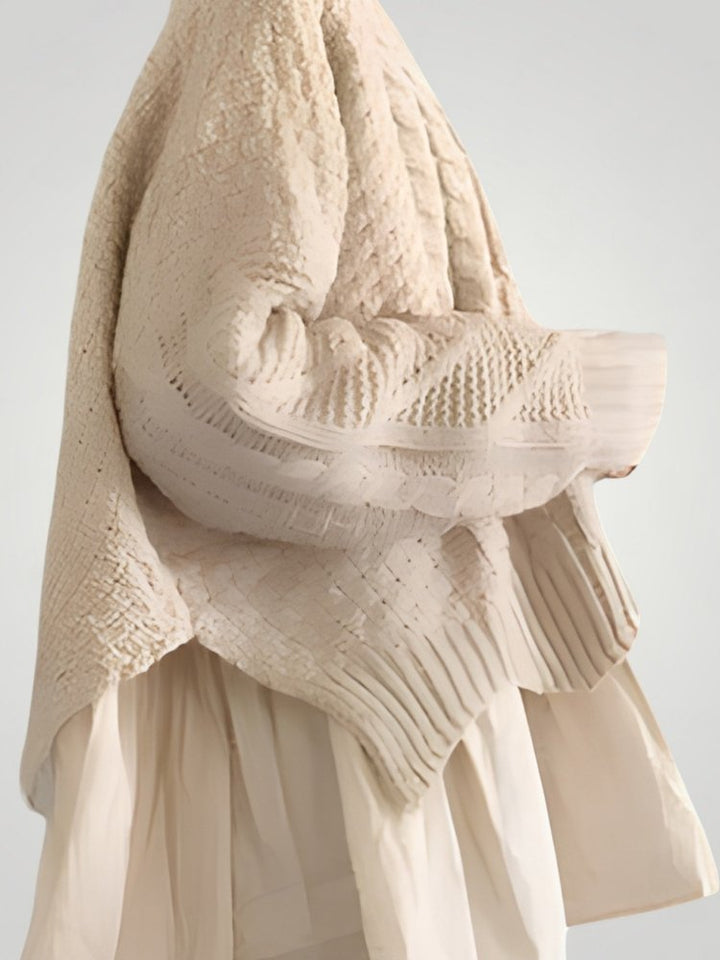 Hiltraud | Eleganten pleten pulover za ženske z polovičnim izrezom