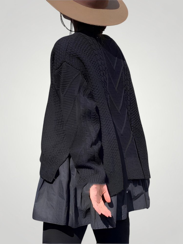 Hiltraud | Eleganten pleten pulover za ženske z polovičnim izrezom