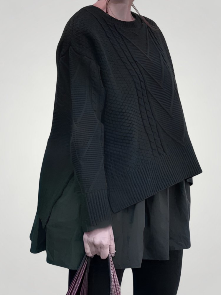 Hiltraud | Eleganten pleten pulover za ženske z polovičnim izrezom