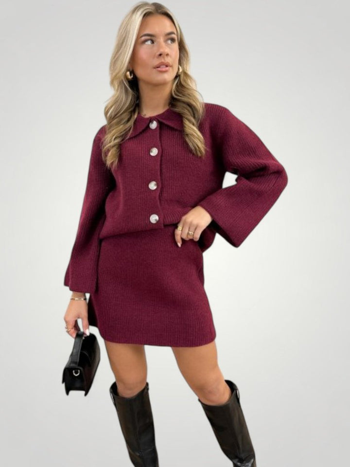 Dagrun | Eleganten komplet s srajco in A-linijskim krilom za dame