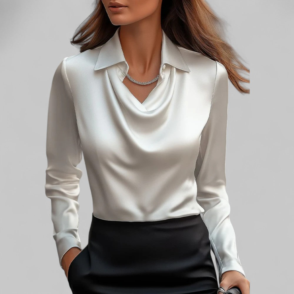 Draped Satin Blouse for Women