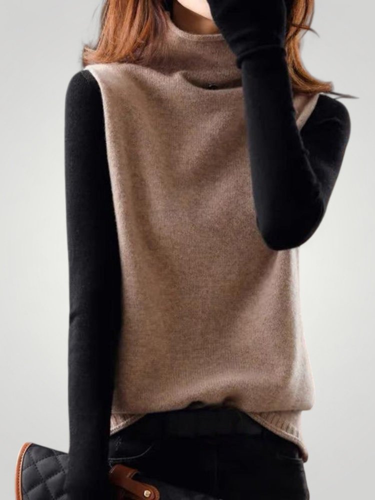 Kreszentia | Retro pulover z visokim ovratnikom in barvnim blokovnim dizajnom za elegantne trenutke